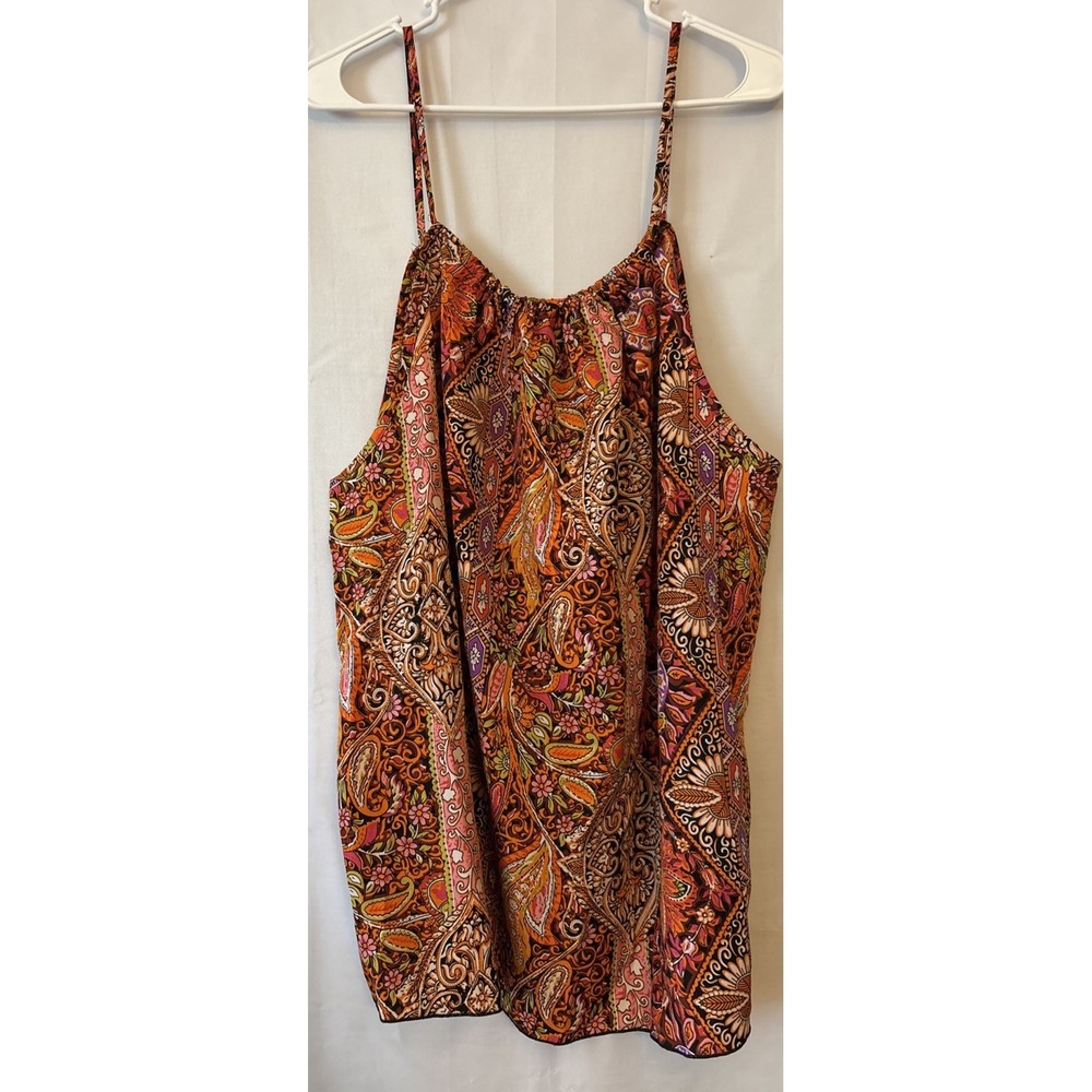 SHEIN Women's Paisley‎ Print Pink Brown Spaghetti Strap Top 4XL